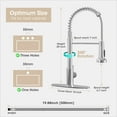 thumbnail image 6 of IUSU 20in Kitchen Faucet with Pull Down Sprayer, Brushed Nickel Commercial Spring Kitchen Sink Faucet Single Handle Pull Out Sink Faucets with Deck Plate Suit to 1 or 3 Holes Silver, 6 of 10