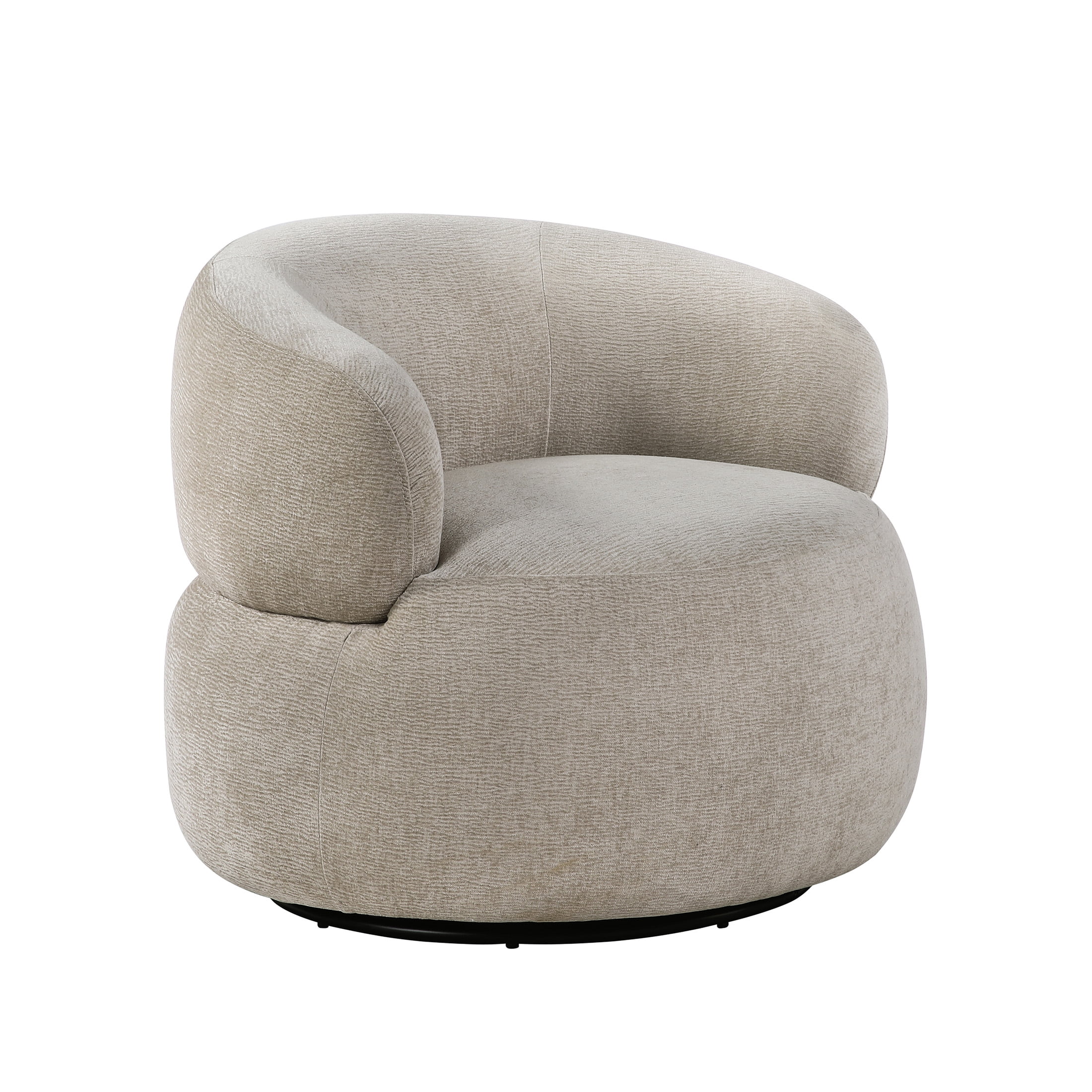 OakvillePark Cressida Chenille Round Swivel Chair, Light Brown