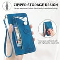 thumbnail image 5 of Case for iPhone 16 Plus,Magnetic Leather Wallet Card Pocket Zipper Case Kickstand Cover with Wrist Strap for iPhone 16 Plus 6.7-inch, 5 of 10