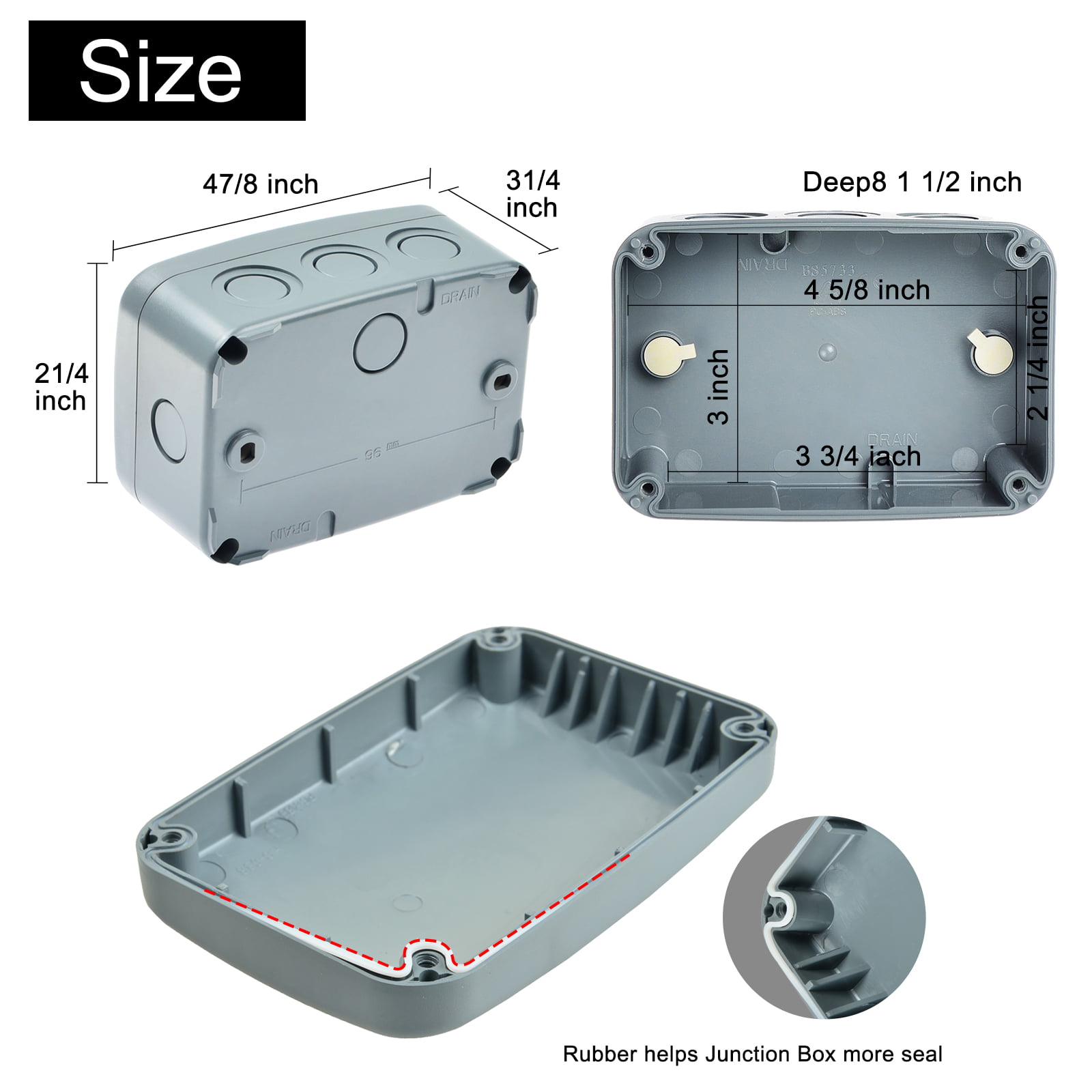 electrical enclosure plastic junction box IP66 dust/splash proof 125 × 86 × 62mm 