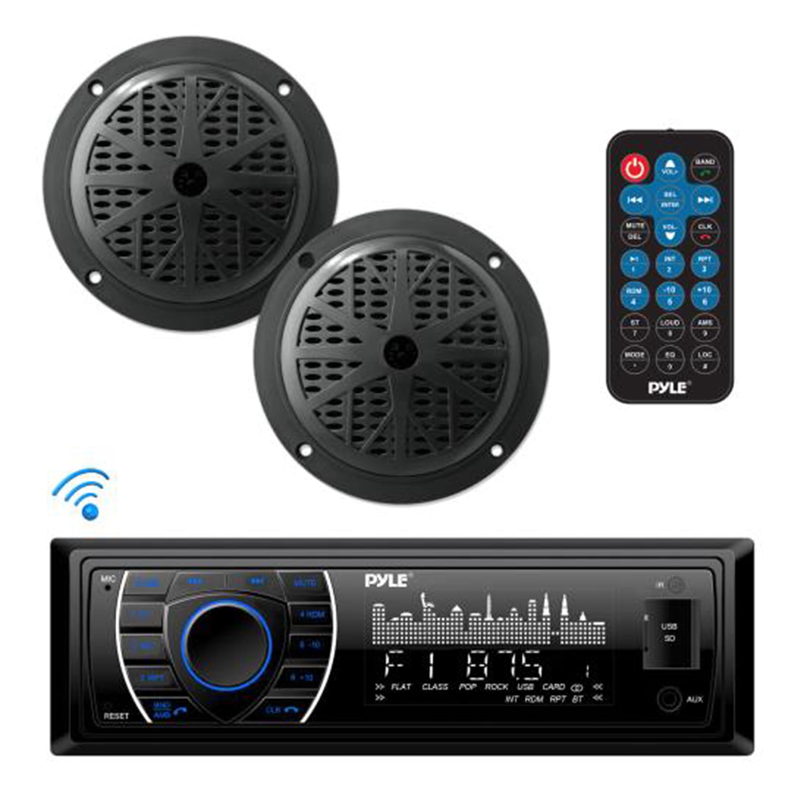 BT Marine Receiver Stereo and Speaker Kit with AM/FM Radio (Black)
