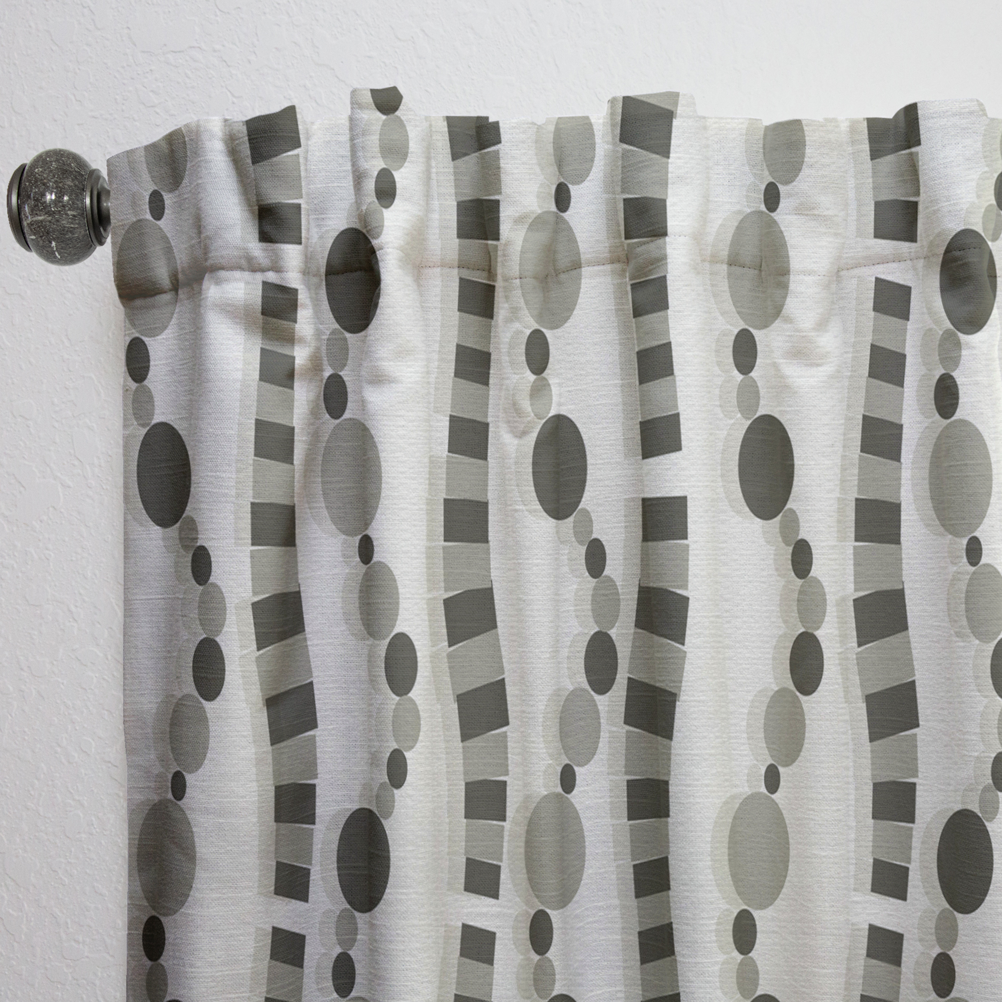 Designart 'Black and White Geometric Pattern VI' Mid-Century Modern Curtain Panel