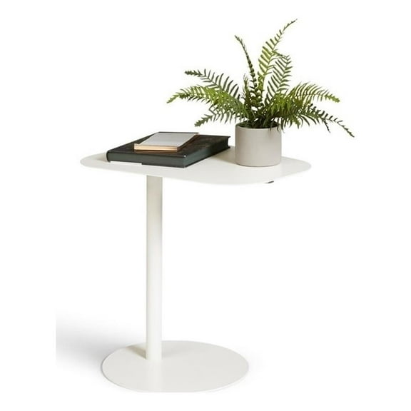 Pemberly Row Modern Metal End Table Space Saving C Shaped Design in White