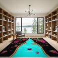 thumbnail image 2 of ODIKA Alfombra Motif Scatter Arcade Gamer Glowing Gamepad Border Cracked for Dining Room, Basement, Large Office, Non-Slip Chair-Friendly, 2 of 7