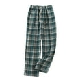 thumbnail image 2 of Feancey Plaid Pajama Pants for Women Wide Leg Sleep Pants Winter Fleece Lined Pj Bottoms Cozy Flannel Thermal Loungewear with Pockets Christmas Gifts Green M, 2 of 3