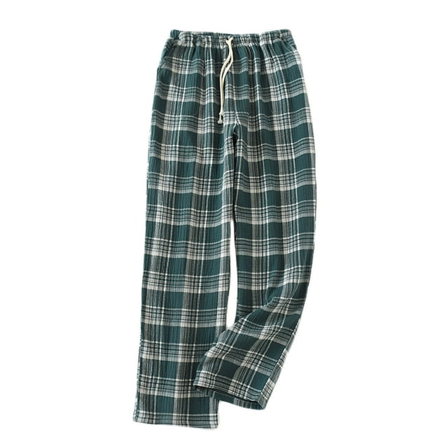 LOVZFMLL Women's Pants, Comfortable Versatile Gentle Temperament Plaid Print Pajama Pants Green, L