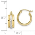 thumbnail image 3 of 10K & Rhodium Diamond Cut Small Hoop Earrings, 3 of 3