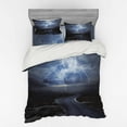 thumbnail image 2 of Nature Duvet Cover Set, Thunderstorm over Road Vibrant Strong Beam Before the Sky Blows Weather Image, Bedding Set with Shams and Fitted Sheet, 3 Sizes, by Ambesonne, 2 of 3