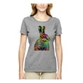 thumbnail image 2 of Colorful Rainbow Rabbit Animal Lover Womens Graphic T-Shirt, Heather Grey, Large, 2 of 3