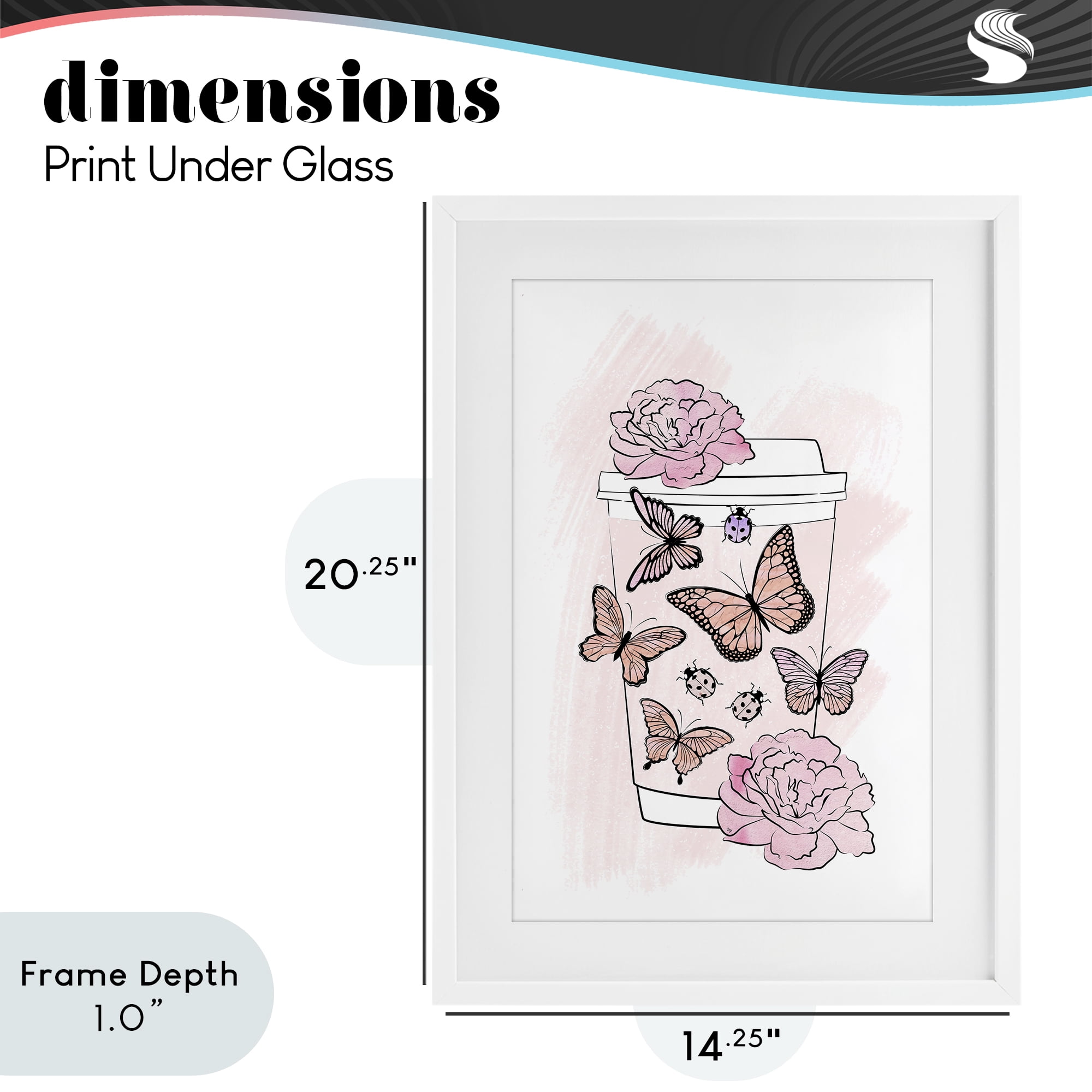 Stupell Industries Romantic Coffee & Butterflies White Framed Print Under Glass, design by Martina Pavlova