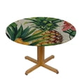 thumbnail image 3 of WYYP Pineapple Tropical Leaves Flowers Round Tablecloth Outdoor Fitted 100% Polyester Fiber Great for Home Kitchen/Parties/Holiday Dinner White, 3 of 8