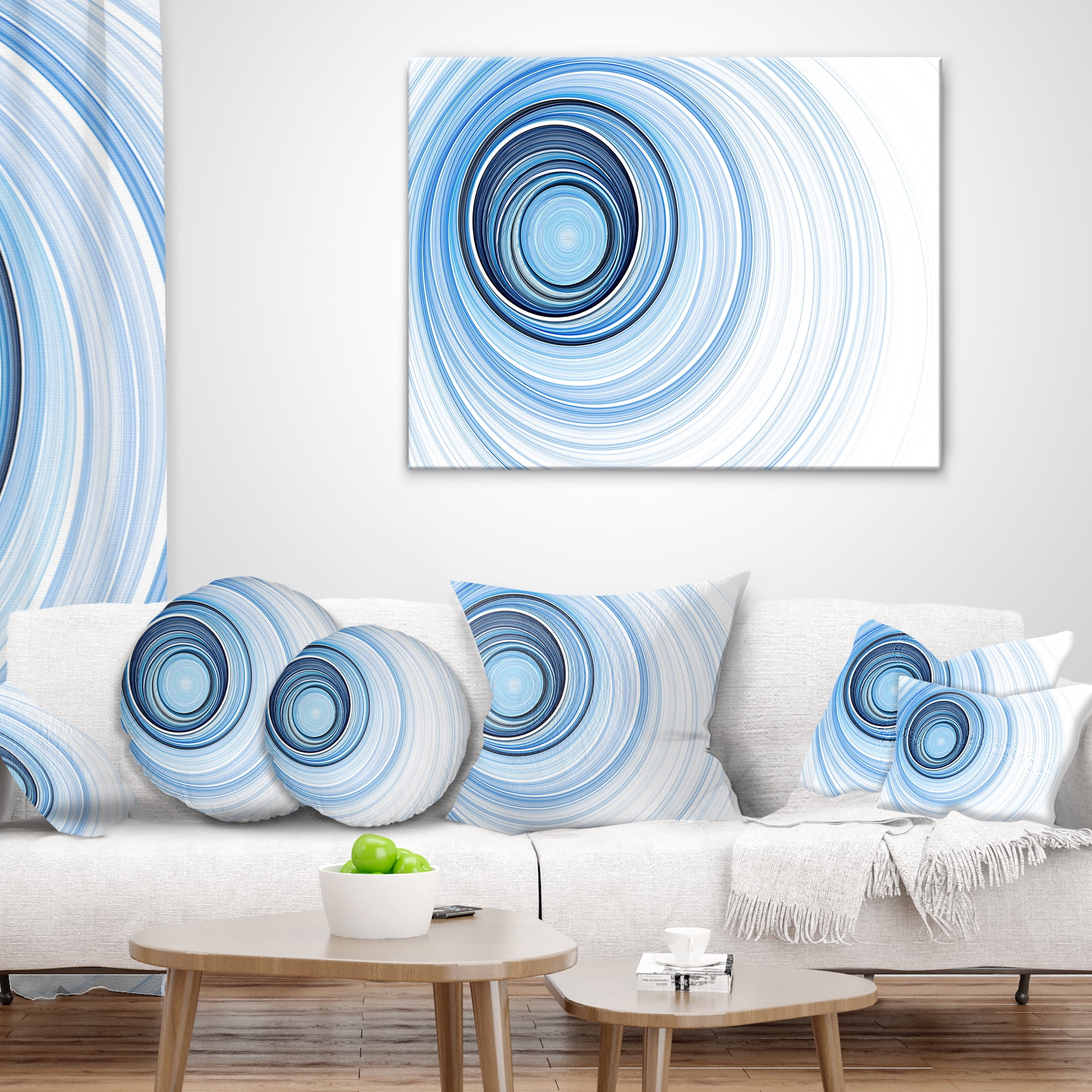 Designart Blue Radio Waves - Abstract Throw Pillow - 16x16
