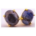 thumbnail image 3 of Natural Oval Lapis Lazuli Gold Stud Earrings, 3 of 10