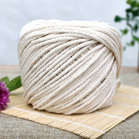 Long 4mm Rope (Twisted 100% Natural Cotton Rope White Cotton Rope Handmade Art Material DIY Woven Rope 3 diameter 2mm 3mm 4mm 5mm 0.06