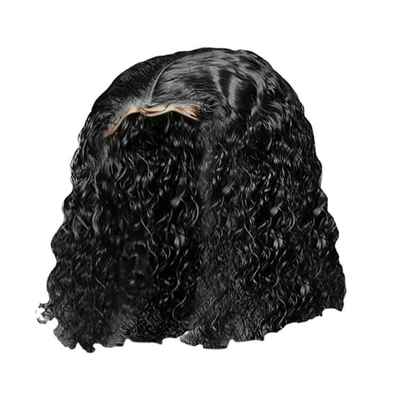 Desertasis glueless wigs human hair pre plucked pre cut wig for women European And American Short Curly Hair African Small Curly Head Fiber Head Cover Black One Size