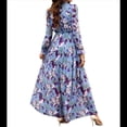 thumbnail image 2 of Vestido Bohemio Informal de Larga con Escote en V Profundo para Mujer Azul XL, 2 of 8