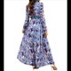 thumbnail image 2 of Vestido Bohemio Informal de Larga con Escote en V Profundo para Mujer Azul XL, 2 of 8
