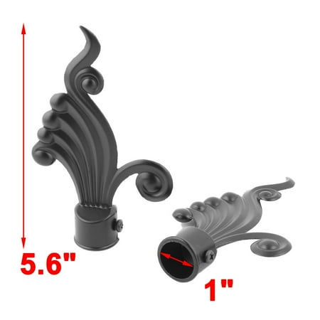 Metal Curtain Window Drapery Rod Ends Cap Finials Black 22mm Inner