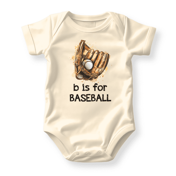 B Is For Baseball Baby Bodysuit, Newborn Outfit, Baby Clothes, Gift for Children 6-9m Natural