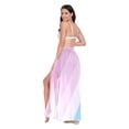 thumbnail image 3 of FORMRS Womens Long Sarong Beach Wrap Semi-Sheer Bikini Skirt Bathing Swimsuit Cover Up, Pink Gradient, 3 of 7