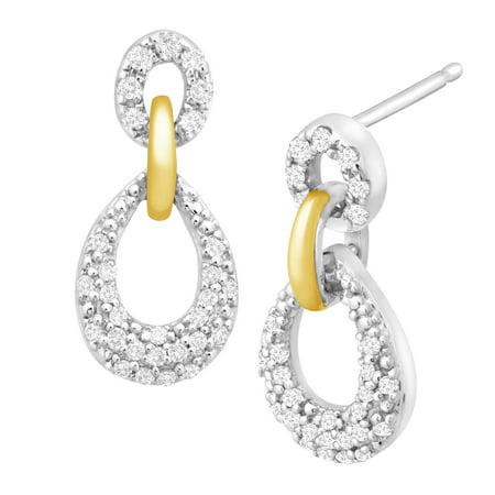 Duet 1/5 ct Diamond Loop Drop Earrings in Sterling Silver & 10kt Gold