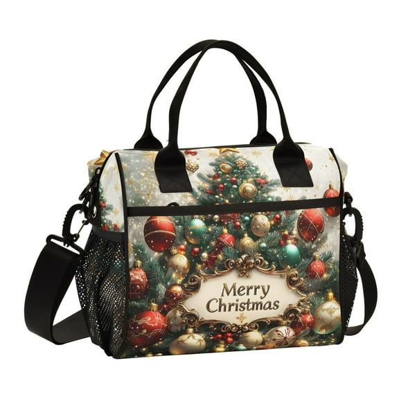 ALAZA Merry Christmas Tree Insulated Lunch Bag Reusable Tote Box Adjustable Shoulder Strap for Work Picnic