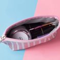thumbnail image 4 of Bolsa de maquillaje de Pu para mujer y niña, bolso con brocha cosmética, estuche para lápices, monedero, 2 uds. (rosa y azul), 4 of 5