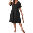 thumbnail image 4 of WellSize Plus size Dresses For Women Floral Casual V Neck Short Sleeve Sundresses Midi Summer Dress with Pockets, 4 of 8