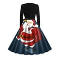 thumbnail image 3 of GERsome Women Retro Vintage Christmas Cocktail Party Swing Dresses Santa Claus Print Midi Dress, 3 of 3
