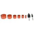 thumbnail image 4 of Abridor de agujeros, 8 Uds., Kit de sierra perforadora, herramientas de corte HSS de baja resistencia a la perforación con caja de almacenamiento para plástico, madera, Metal, naranja, 4 of 8