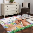 thumbnail image 3 of Easter Bunny Area Rugs 2.7'x5', Washable Small Throw Rugs for Kitchen Bedroom, Cute Rabbits Colorful Eggs Spring Rustic Flower Indoor Outdoor Rug Non-Slip Low Pile Carpet Runner Reversible Floor Mats, 3 of 8