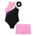 thumbnail image 5 of Alvivi Kids Girls Rhinestones Gymnastics Leotard Ballet Dance Biketard with Shorts Hair Band Set Pink 14, 5 of 7