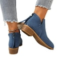 thumbnail image 4 of Round Toe Ankle Booties for Women Block Heel Back Zipper Suede Finish Versatile Autumn Winter Short Boots, 4 of 6