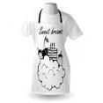 thumbnail image 3 of Sweet Dreams Apron Doodle Style Birthday Cake with Berry Fruits on a Cloud Monochrome Design, Unisex Kitchen Bib Apron with Adjustable Neck for Cooking Baking Gardening, Black and White, by Ambesonne, 3 of 3