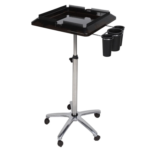 Salon Trolley Tray Cart, Rolling Tray Cart Low Noise 5 Universal Wheels Height Adjust For Barber Shops