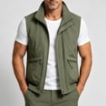 thumbnail image 5 of Atkumj Men Fishing Vest Fashion Multi‑Functional Stand Collar Zip Up Drawstring Hem Oversized Vests Casual Solid Color Loose Mens Outerwear Vests for Outdoor Activity M, 5 of 8