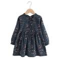 thumbnail image 4 of newwalpole Fashion Little Girls Floral Dress Long Sleeve Ruffled Cute Spring Autumn Green for Size 5-6 Years, 4 of 9