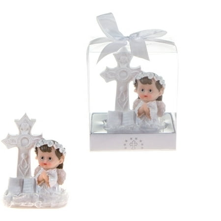 DDI 1774630 Baby Angel in White Praying Next to Cross Poly Resin - Pink Case of 48