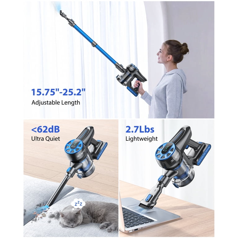 Mickersy Cordless Vacuum Cleaner, 450W Brushless Motor, 55min
