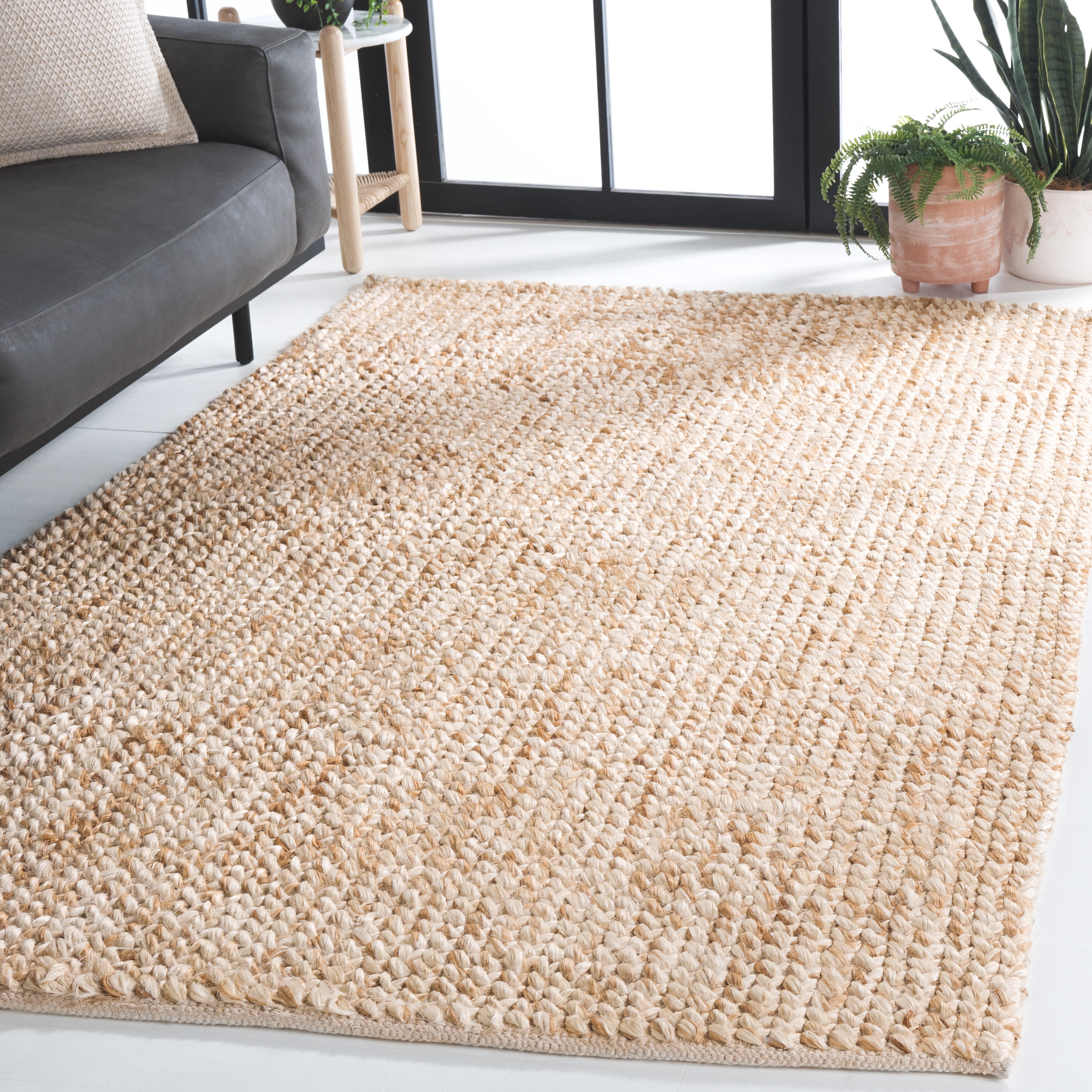 SAFAVIEH Natural Fiber Alayna Solid Area Rug, Natural/Bleach, 4' x 6'