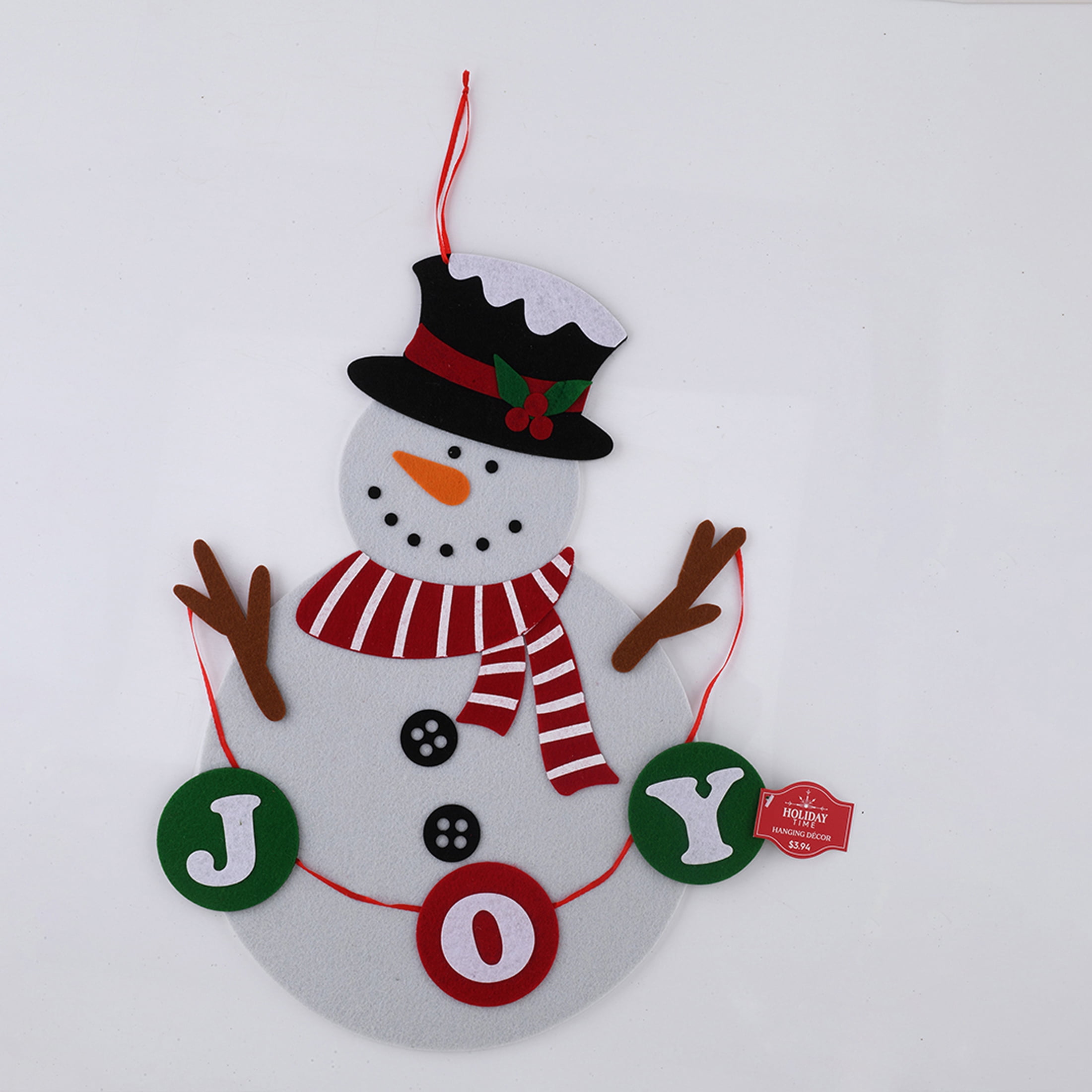 Holiday Time Snowman Christmas Felt Door Hanger, 18"