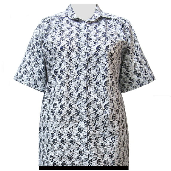 A Personal Touch Women's Plus Size Short Sleeve Button-Up Cotton Blouse with Pleats - Grey Lively - 0X