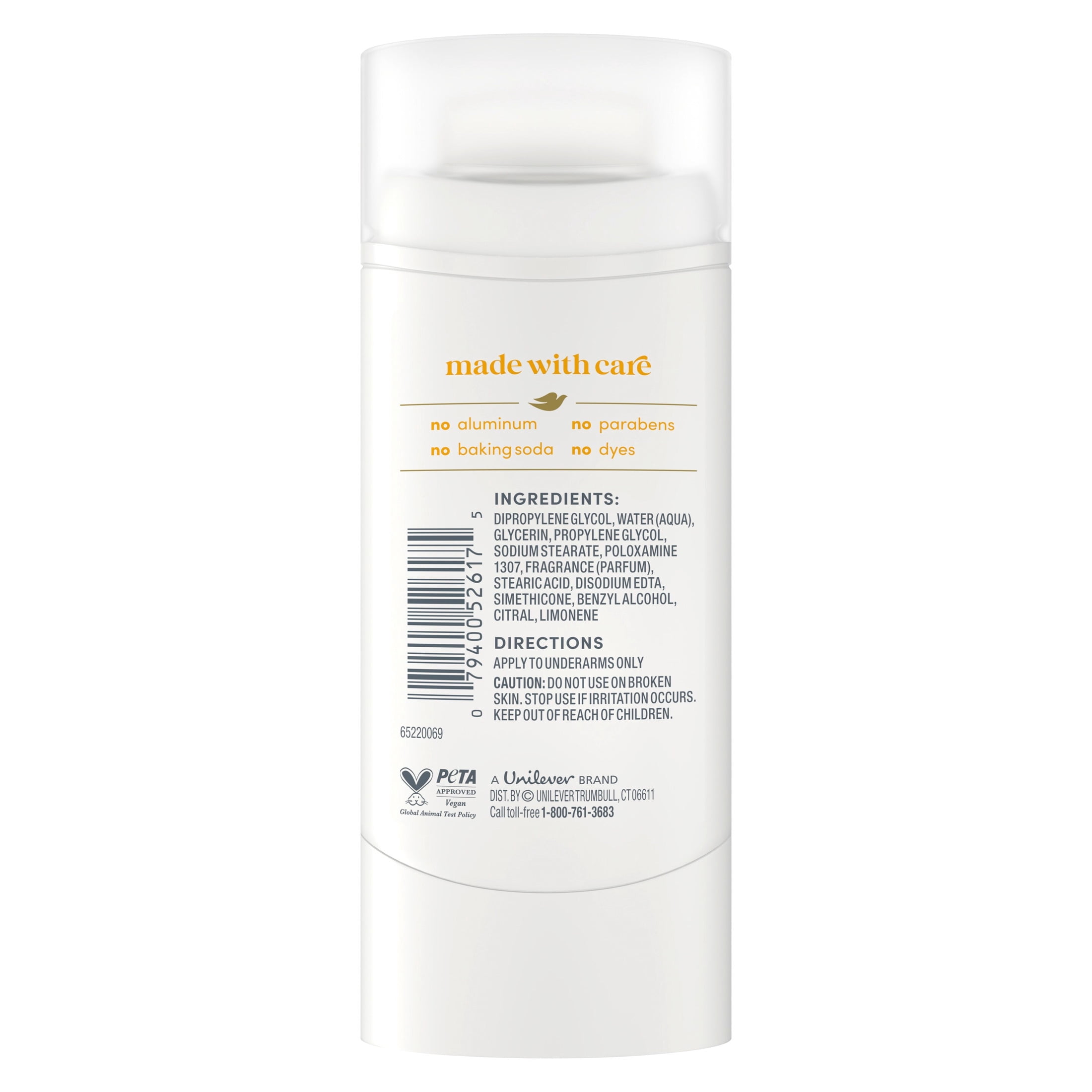 Dove Deodorant Stick For 72 Hour Odor Protection Citrus Pop Aluminum Free, 2.4 oz