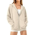 thumbnail image 2 of Zip Up Hoodies for Women 2025 Fall Winter Long Sleeve Plain Basic Hooded Sweatshirt with Pockets Jacket Coat, 2 of 7