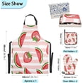 thumbnail image 5 of Dreamtimes Watermelon Strawberry Stripe Apron Home Kitchen Cooking,Kitchen Accessories Set,5 Set -Apron Oven Mitt Glove and Pot Holder Kitchen Linen Sets, 5 of 6