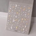 thumbnail image 4 of Adhesivos para uñas LIDUNANWU Moon Star 5D en oro blanco estampado, 4 of 7