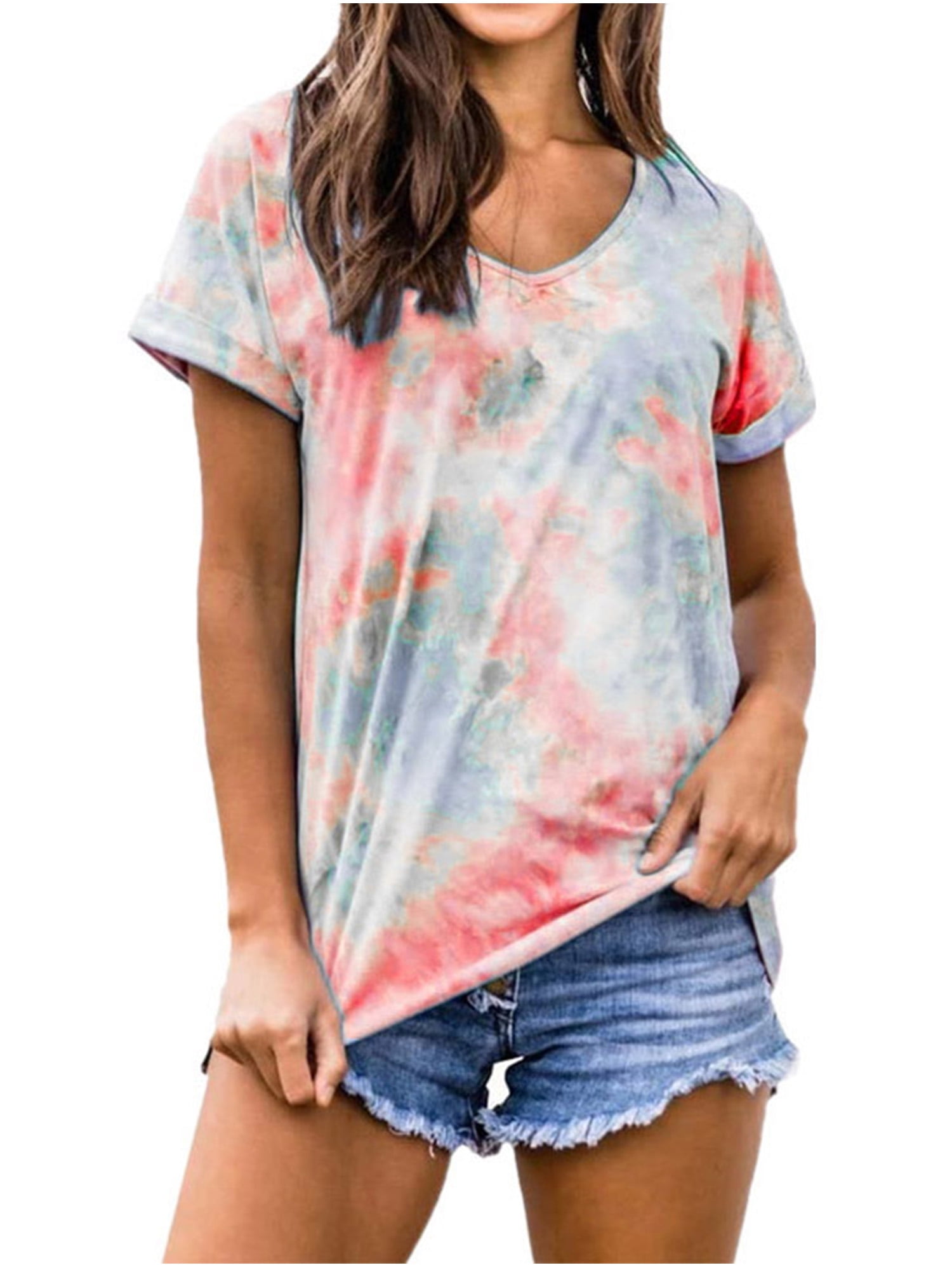 Details about   Ladies Womens Short Sleeve Tie Dye Boxy 2 Piece T Shirt Shorts Set Top Tee 
