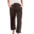 thumbnail image 3 of Women's High Waisted Cropped Linen Pants Straight Leg with Pockets Business, 3 of 9