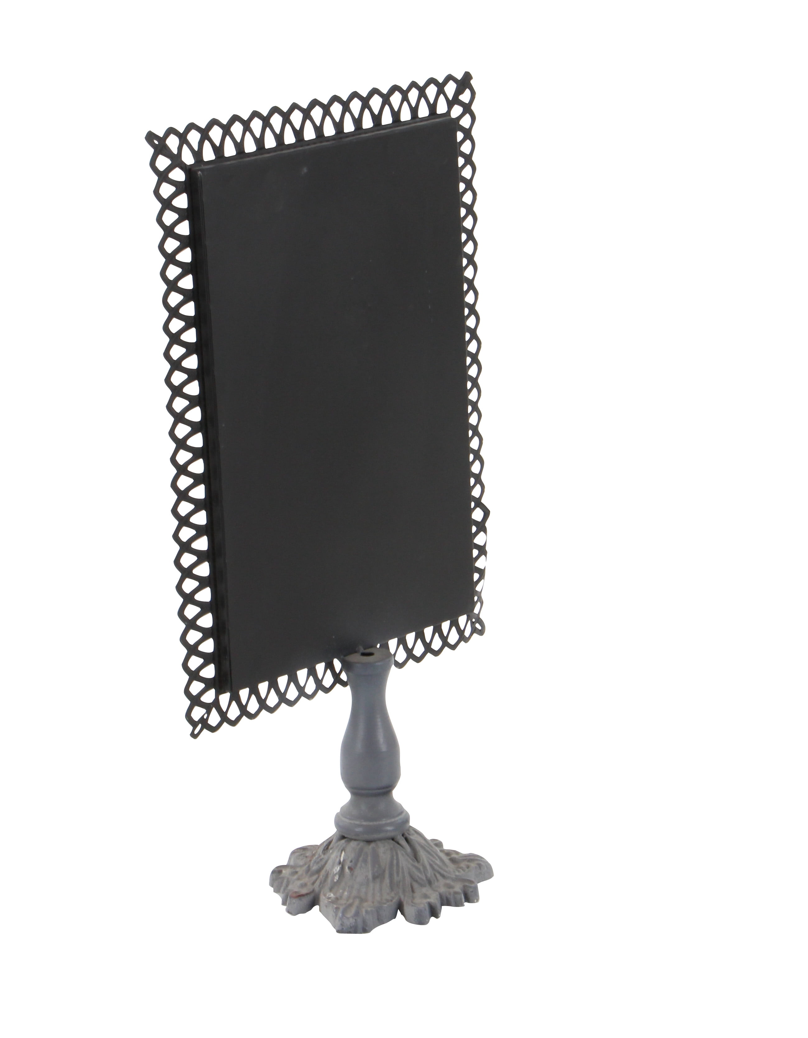 DecMode Set of 2 farmhouse 20 x 10 inch iron and black wood trellis design chalkboards with stand