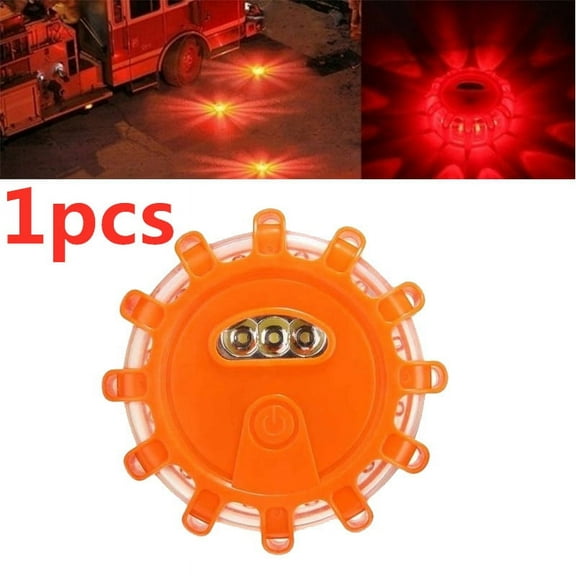 1pcs Magnetic Car Road Signal Led Flare Light,Led Road Flares Safety Flashing Warning Light Roadside Emergency Disc Beacon Kit for Vehicles Boats with Magnetic Base & Hook